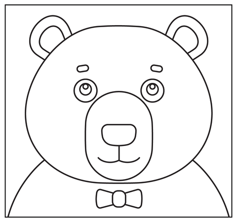 Cartoon Brown Bear Selfie Coloring Page